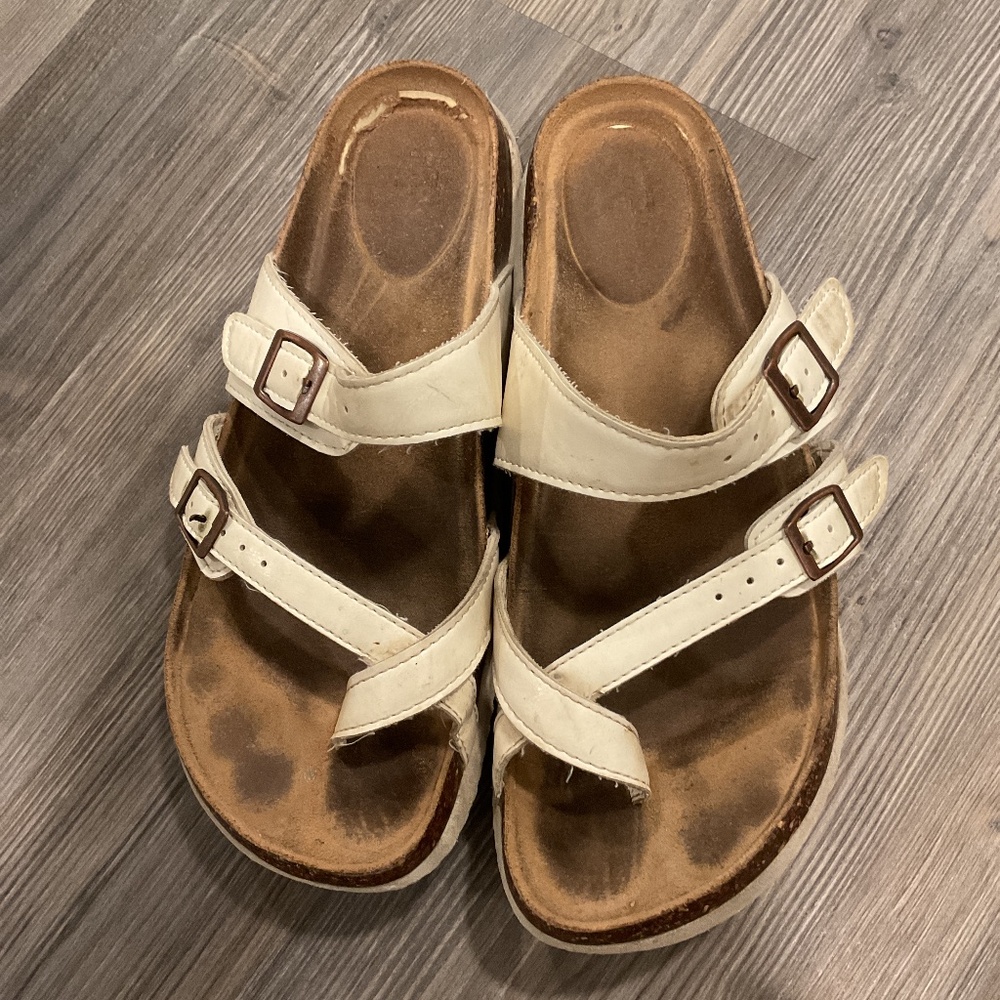 Worn Birkenstock Mayari style sandals